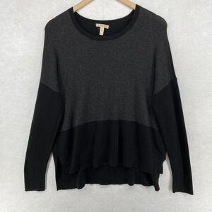 EILEEN FISHER Sweater PM Petite Stretch Viscose Knit Colorblock Long Sleeve Gray